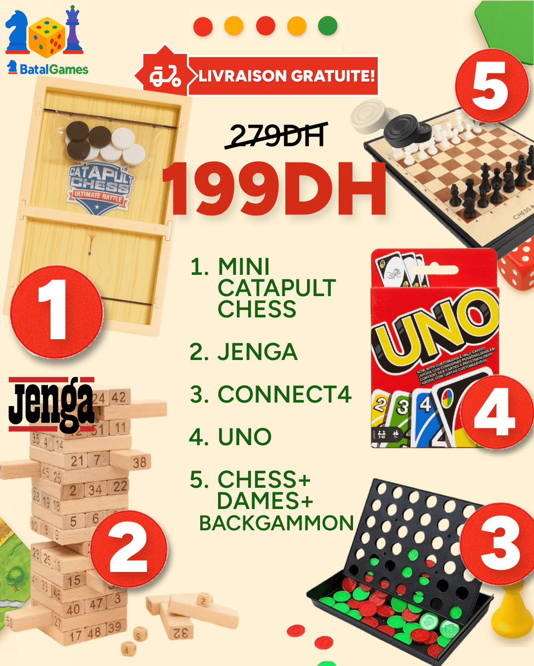 PACK 5 Jeux de Société CATAPULT CHESS EDITION - Livraison Gratuite - Batal Games