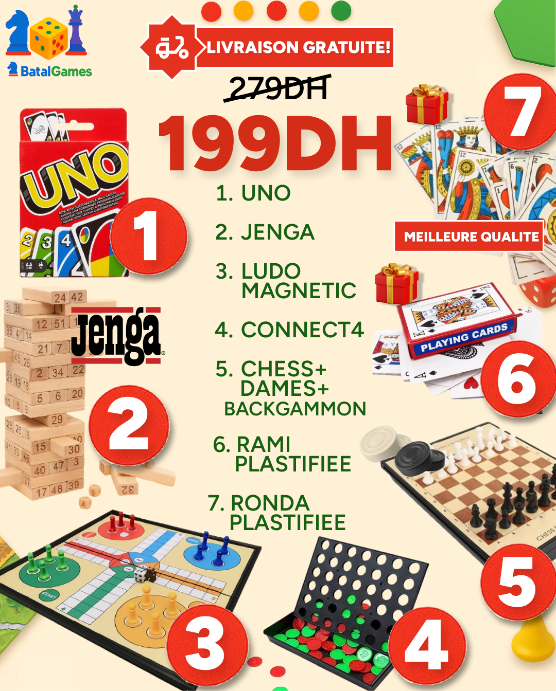 PACK 7 Jeux de Société à 199DH - LUDO EDITION - Livraison Gratuite - Batal Games