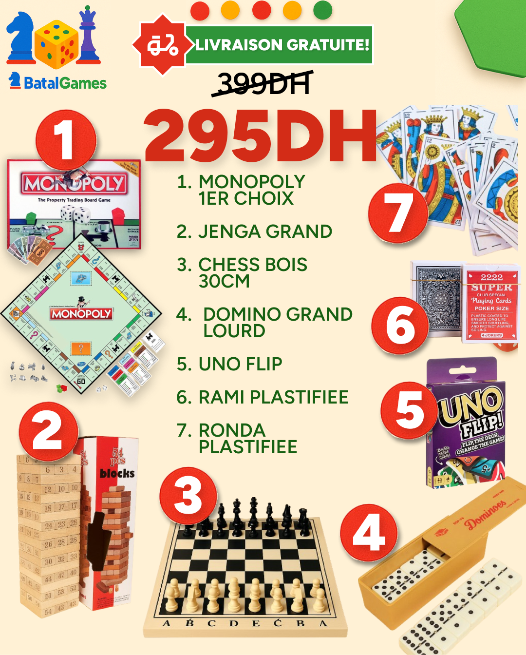 PACK 7 JEUX MONOPOLY - LIVRAISON GRATUITE - Batal Games
