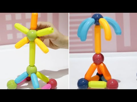 🧲 Blocs Magnétiques de Construction – 64 Pièces Colorées