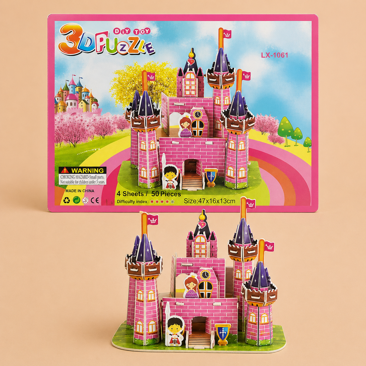Puzzle 3D Château Rose – Maquette Château de Princesse à Construire pour Enfants - Batal Games