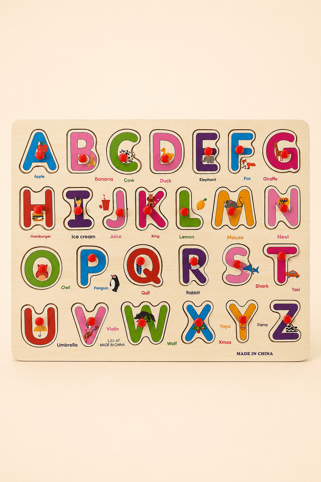 Puzzle Alphabet en Bois A - Z avec Images – Jeu Éducatif Lettres pour Enfants - Batal Games