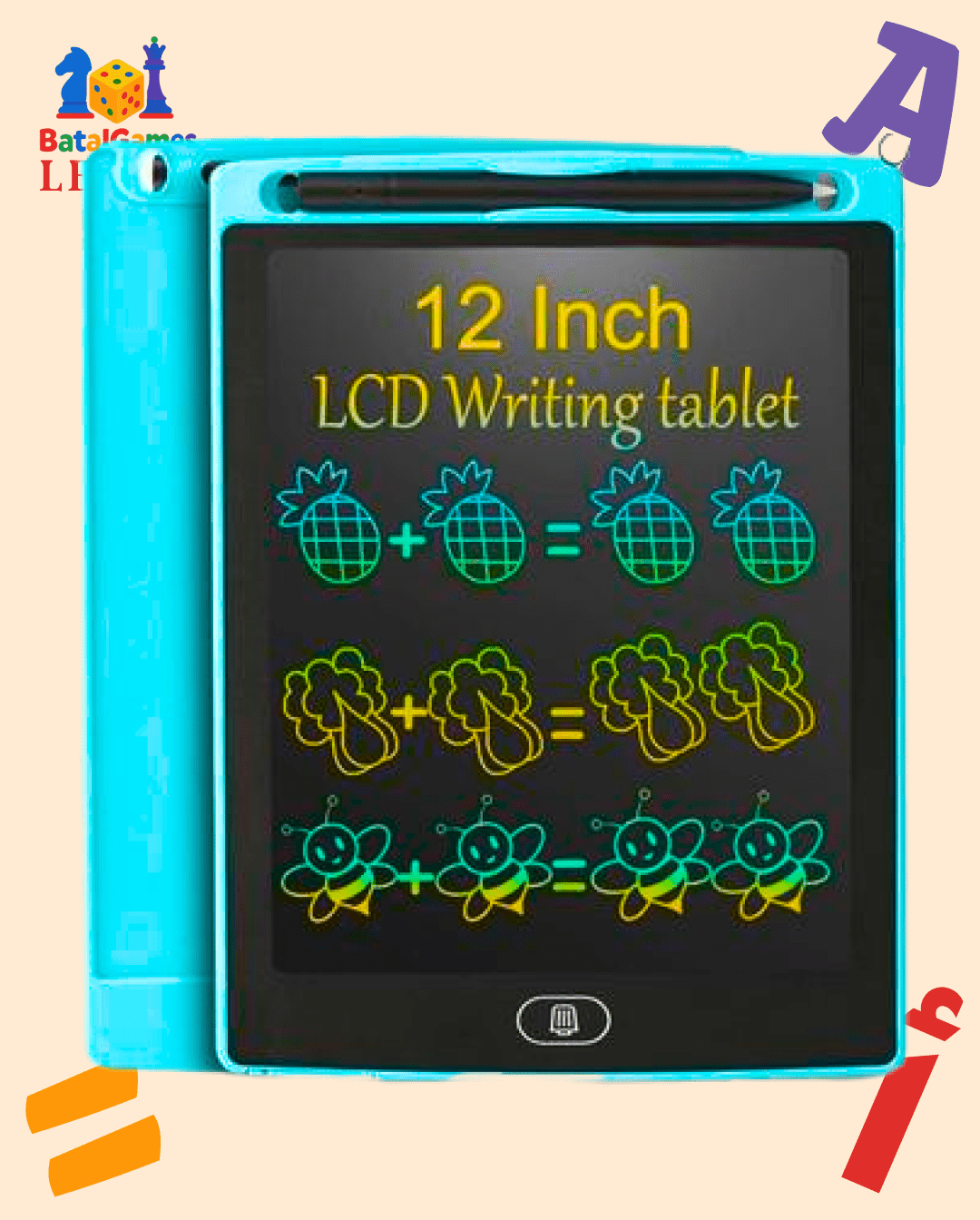 Tablette LCD d’écriture et de dessin – 12 pouces couleurs arc - en - ciel - Batal Games